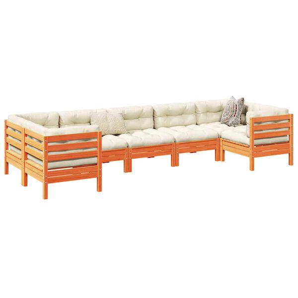 vidaXL Garden Sofa Set Wax brown, Cream