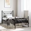 vidaXL Bed Frame Black Powder-coated steel Twin bed size Bed Frame