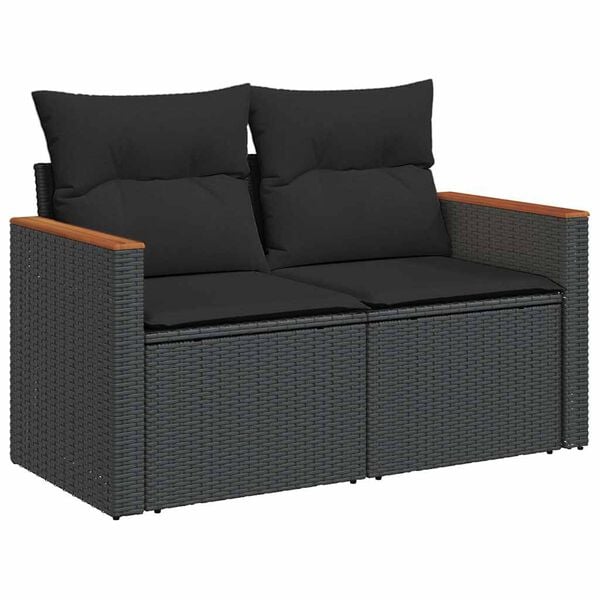 vidaXL Garden Sofa Set Black PE rattan Large Modular Garden Sofa Set