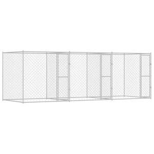 vidaXL Dog Cage 3 pcs Silver 236.22 x 78.74 x 78.74 in Steel and PE