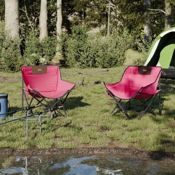 vidaXL Camping Chairs with Pocket Foldable 2 pcs Pink
