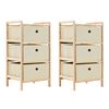 vidaXL Storage Rack Set of 2 Beige Cedar wood and Polypropylene fabric