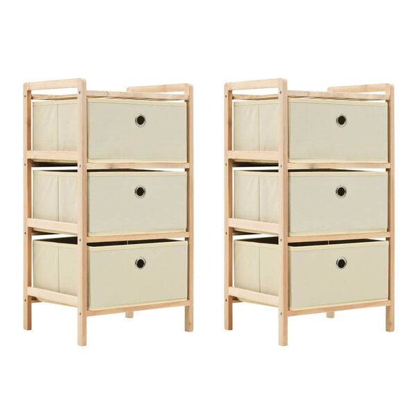 vidaXL Storage Rack Set of 2 Beige Cedar wood and Polypropylene fabric