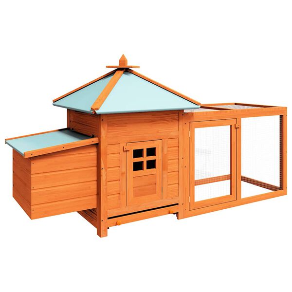 vidaXL Chicken Coop Brown Solid firwood, plywood, galvanized steel Large