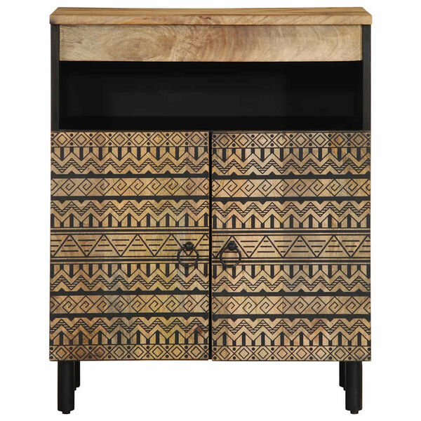 vidaXL Sideboard Black Solid rough mango wood and iron Medium Sideboard