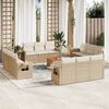 vidaXL Garden Sofa Set Beige Poly Rattan Large Adjustable Armrests