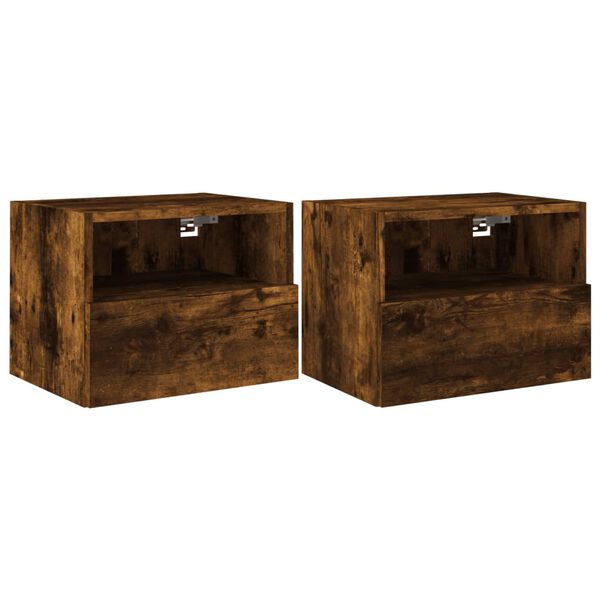 vidaXL TV Wall Cabinet Set of 2 Smoked oak Engineered wood Medium