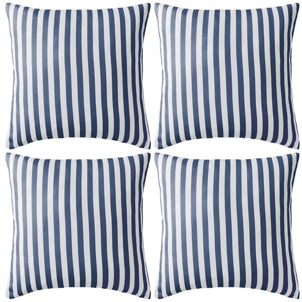 vidaXL Patio Pillows 4 pcs Stripe Print 17.7x17.7" Navy