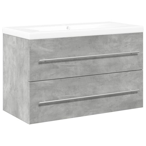 vidaXL Bathroom Furniture Set Concrete grey, White Engineered wood, Ceramic