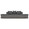 vidaXL Sofa Set Grey PE Rattan Medium Modular 4-Piece Garden Sofa Set