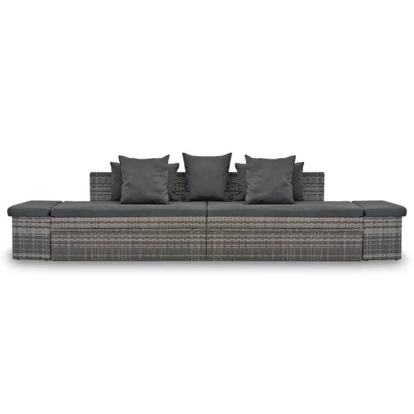 vidaXL Sofa Set Grey PE Rattan Medium Modular 4-Piece Garden Sofa Set