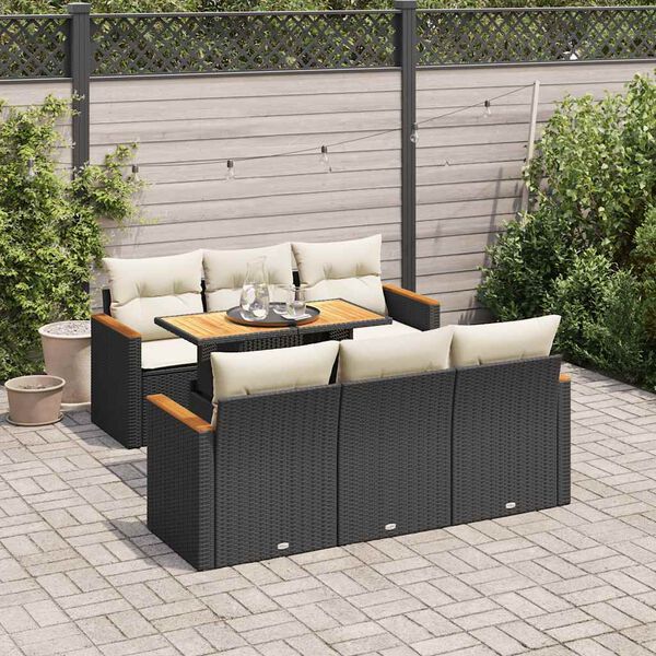 vidaXL Garden Sofa Set Black Poly Rattan Large Adjustable Feet