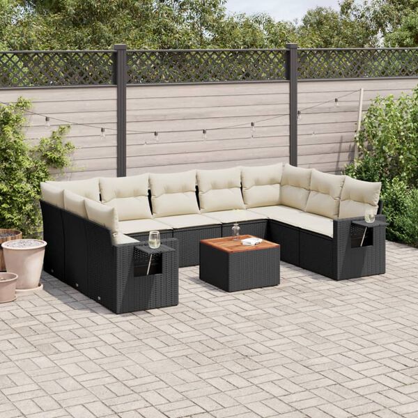 vidaXL Garden Sofa Set Black and cream white