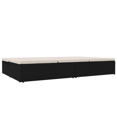 Dark wicker storage/foot section with beige cushions