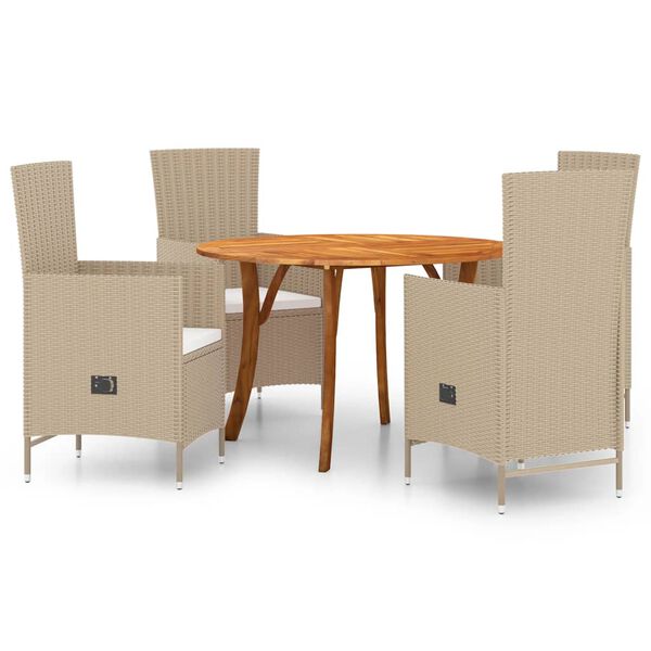 vidaXL 5 Piece Patio Dining Set Beige