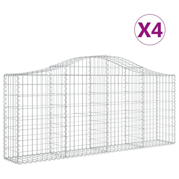 vidaXL Gabion Basket Set of 4 Silver Galvanized Iron