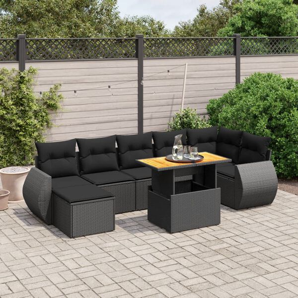 vidaXL Garden Sofa Set Black