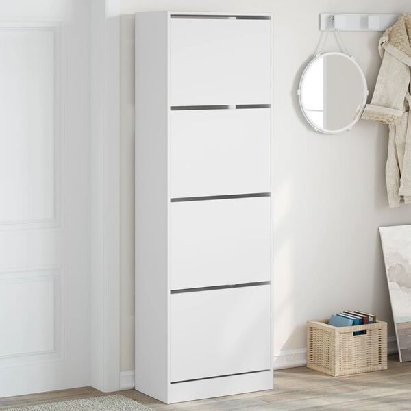 vidaXL Shoe Cabinet White Engineered wood Tall Shoe Cabinet