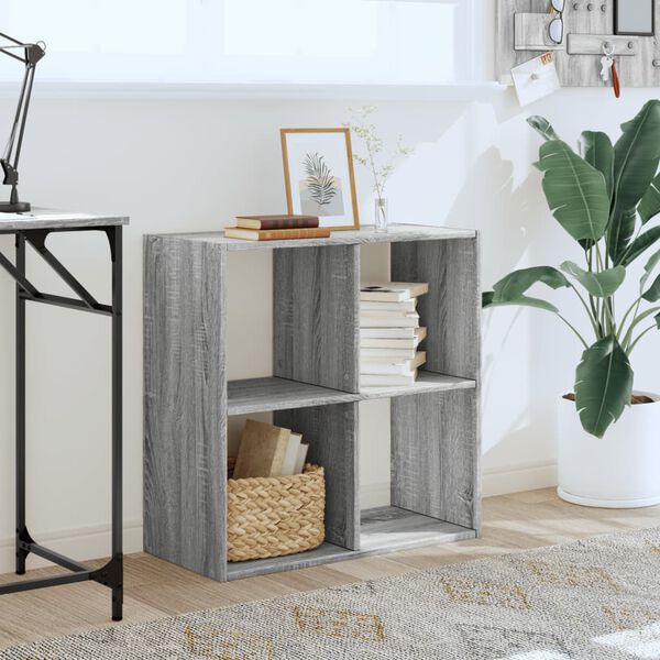 vidaXL Bookcase Grey Sonoma Engineered Wood Medium Bookcase