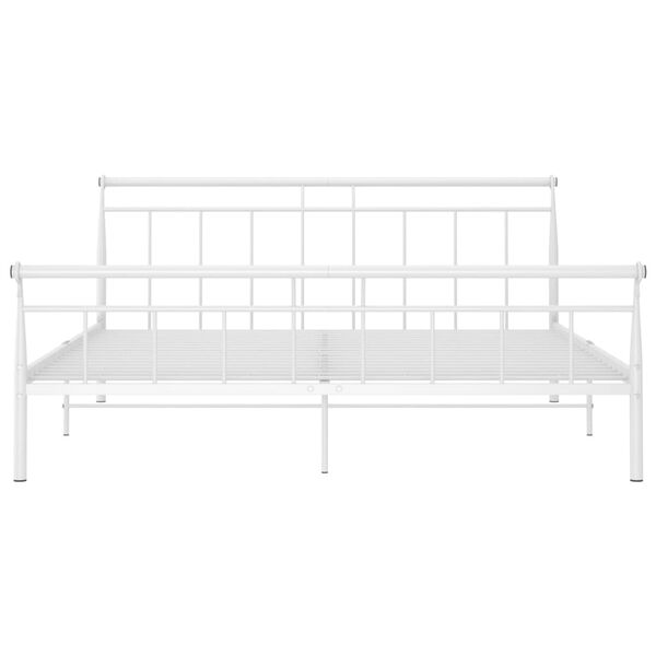 vidaXL Bed Frame White Powder-coated metal Super King Durable