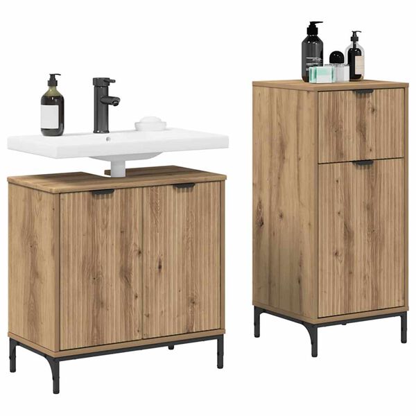 vidaXL Bathroom Furniture Set 2 pcs artisan oak Engineered wood