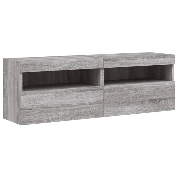 vidaXL TV Wall Cabinet Set of 2 Grey Sonoma Engineered wood Medium