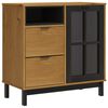 vidaXL Highboard Brown, Black Solid pine wood, Tempered glass, Plastic