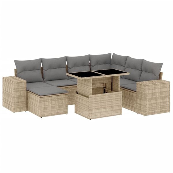 vidaXL Garden Sofa Set Beige, Light Grey