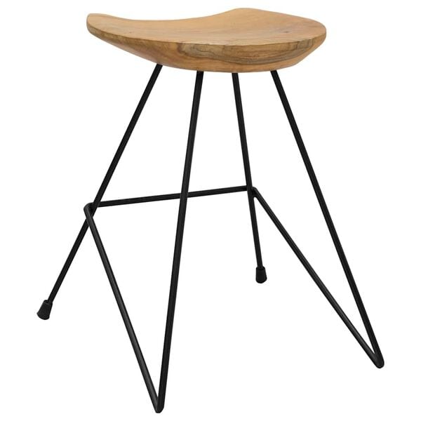 vidaXL Stool Natural Solid Teak Wood Compact Sturdy Stool Round