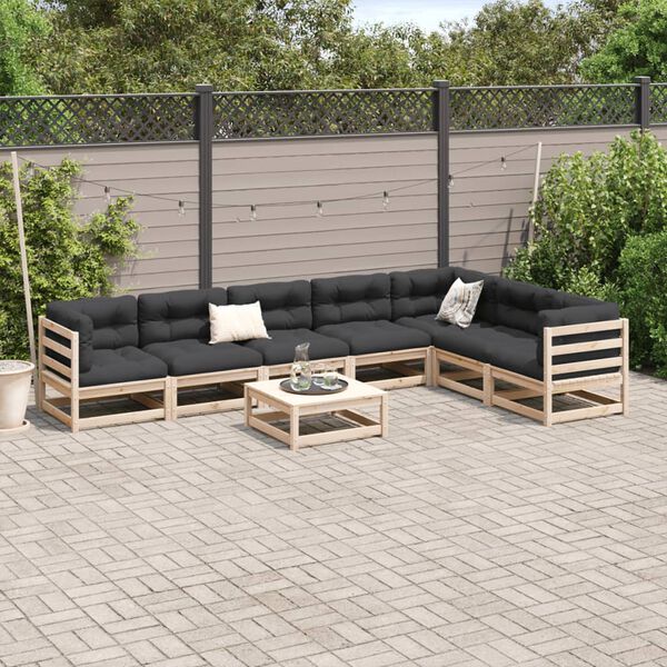 vidaXL Patio Sofa Set Cream Solid pine wood, Oxford fabric, PP cotton