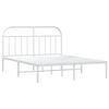 vidaXL Bed Frame White Steel Full Bed Frame Rectangular Traditional