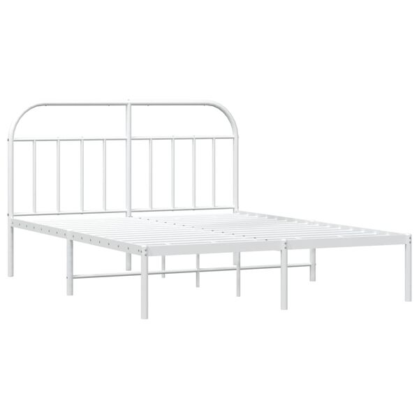 vidaXL Bed Frame White Steel Full Bed Frame Rectangular Traditional