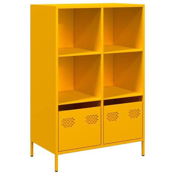 vidaXL Highboard Mustard Yellow Cold-rolled Steel 26.8x15.4x40.7 in