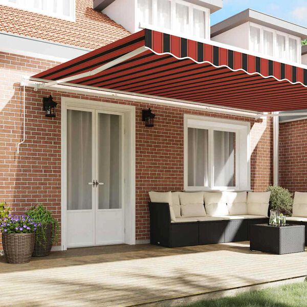 vidaXL Retractable Awning Orange and Brown 196.85" x 118.11