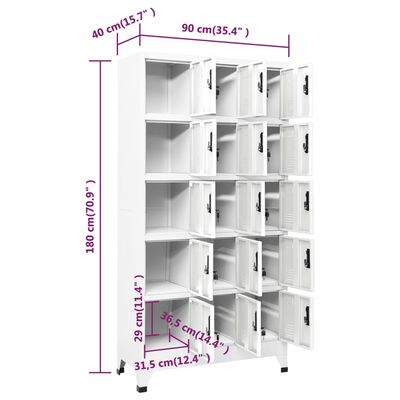 vidaXL Locker Cabinet White 35.4"x15.7"x70.9" Steel