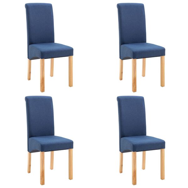 vidaXL Dining Chair Set of 4 Blue Fabric and wood Medium Ergonomic