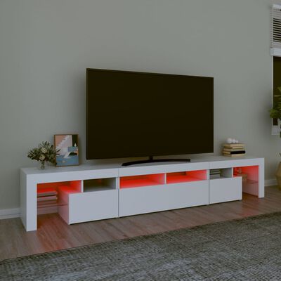 vidaXL TV Stand with LED Lights White 90.6"x14.4"x15.7"