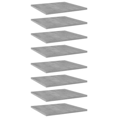 vidaXL Bookshelf Boards 8 pcs Concrete Gray 15.7"x15.7"x0.6" Engineered Wood