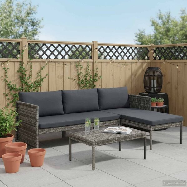 vidaXL Garden Sofa Grey, Dark Grey