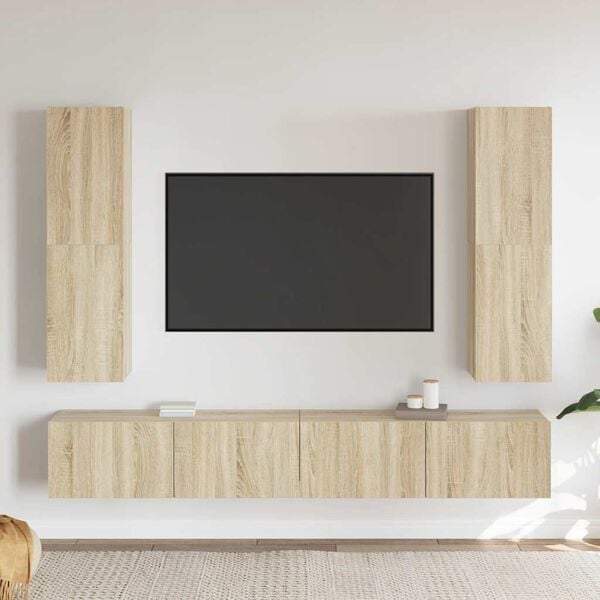 vidaXL TV Cabinet Set of 4 Sonoma Oak Engineered Wood Medium
