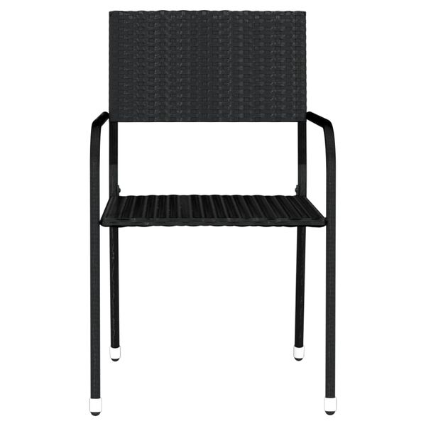 vidaXL Garden Dining Set Black Steel, PE Rattan Standard Stackable