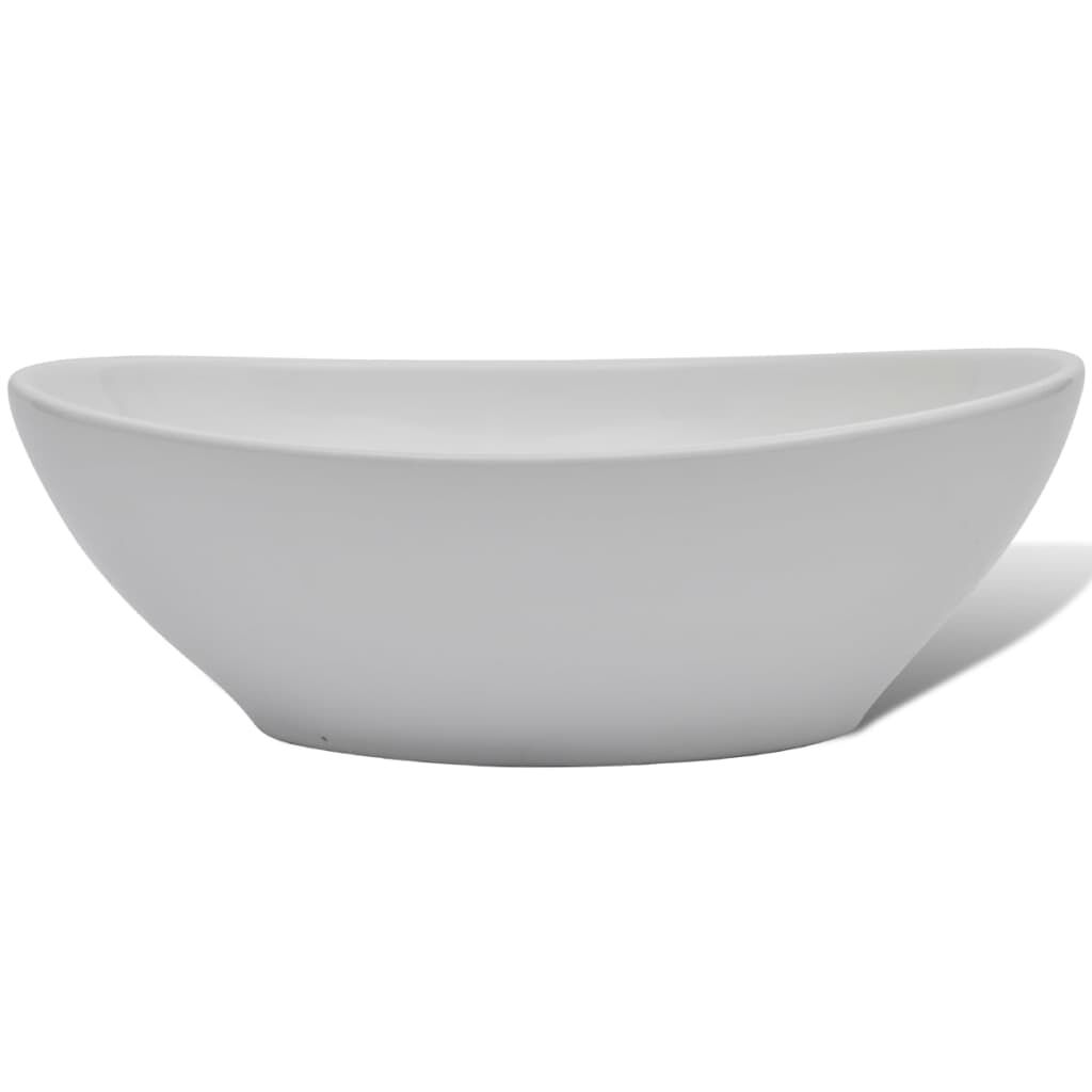 vidaXL Ceramic Basin Oval-shaped 16.1"x13.4" White Bathroom Vessel Sink Bowl✓ 