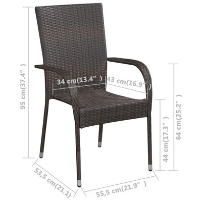 vidaXL Stackable Patio Chairs 6 pcs Poly Rattan Brown