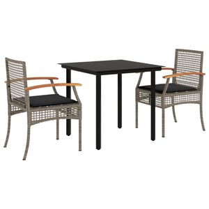 vidaXL Garden Dining Set Grey PE Rattan UV-Proof Materials