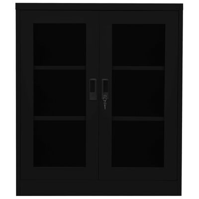 vidaXL Office Cabinet Black 35.4"x15.7"x41.3" Steel