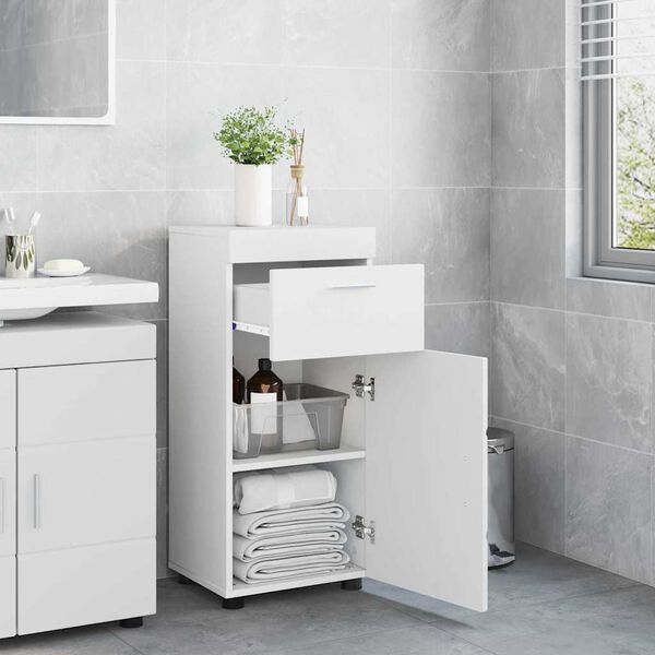 vidaXL Bathroom Cabinet Set TULUM White 14.57 x 12.40 x 32.28 in