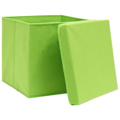 vidaXL Storage Boxes with Lids 4 pcs Green 12.6"x12.6"x12.6" Fabric