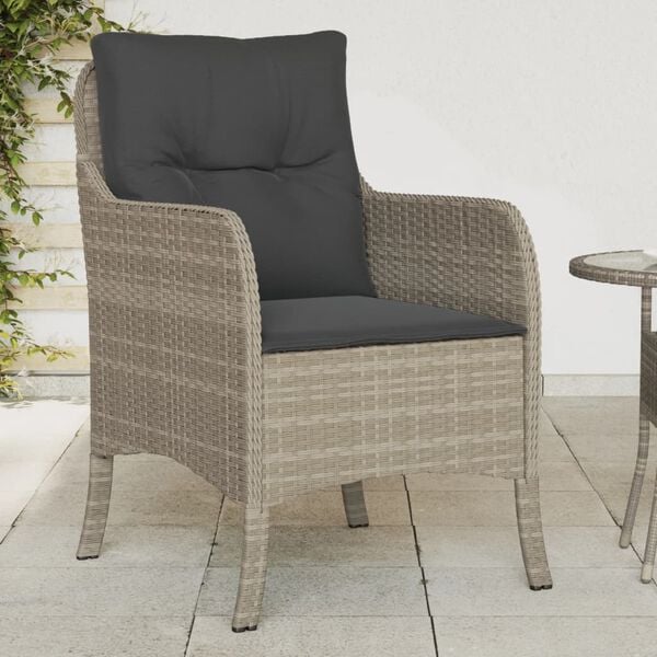 vidaXL Garden Chair Set of 2 Light Grey PE rattan, powder-coated steel