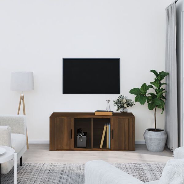 vidaXL TV Cabinet Brown Oak Engineered Wood Rectangular Contemporary