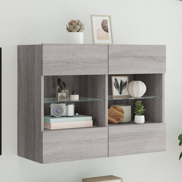 vidaXL TV Wall Cabinet Gray Sonoma Engineered wood, Glass